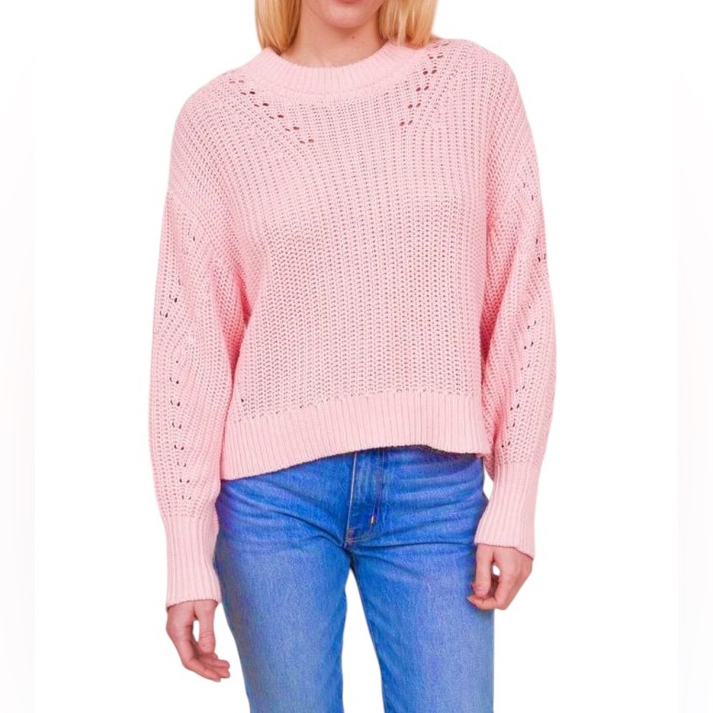 LA LIGNE Normandy Crewneck Sweater NEW Size S Pink 100% Cotton Chunky Knit